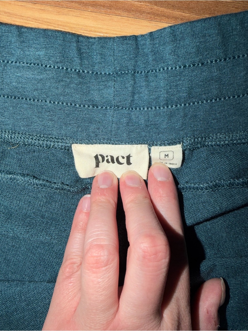 PACT Organic Cotton Ruched Jogger Pants – Size M – Deep Teal - Picture 4 of 6
